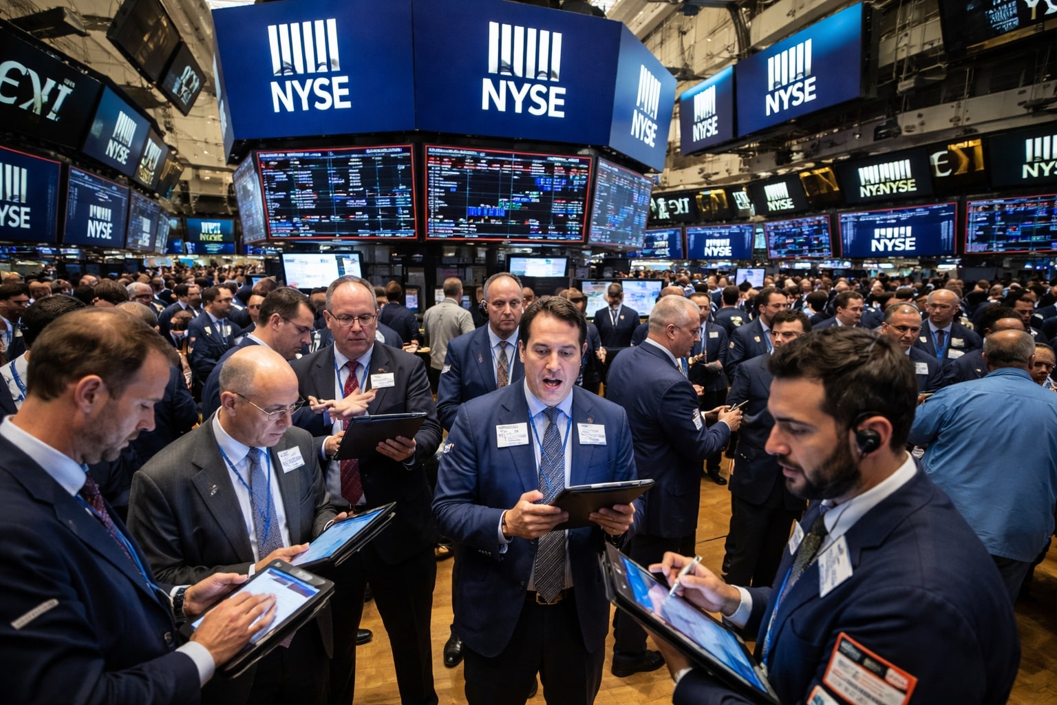 Stock Market Today - Wall Street Opens 2026; Dow 48,382, S&P 6,858 on Chip Rally, Gold Boom and Bitcoin $90K